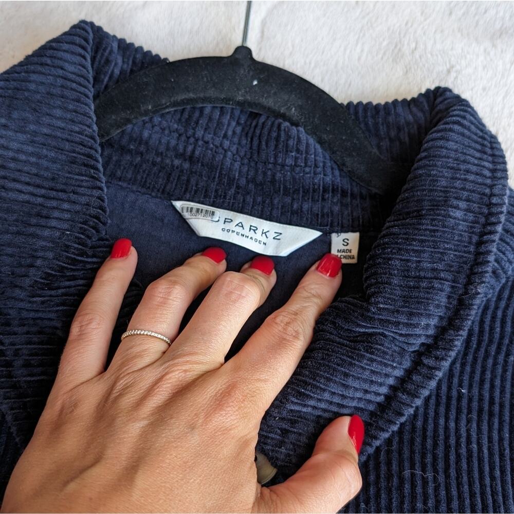 Anthropologie Sparkz Copenhagen Amanda Navy Blue Corduroy Cropped Jacket, size S - Picture 4 of 6